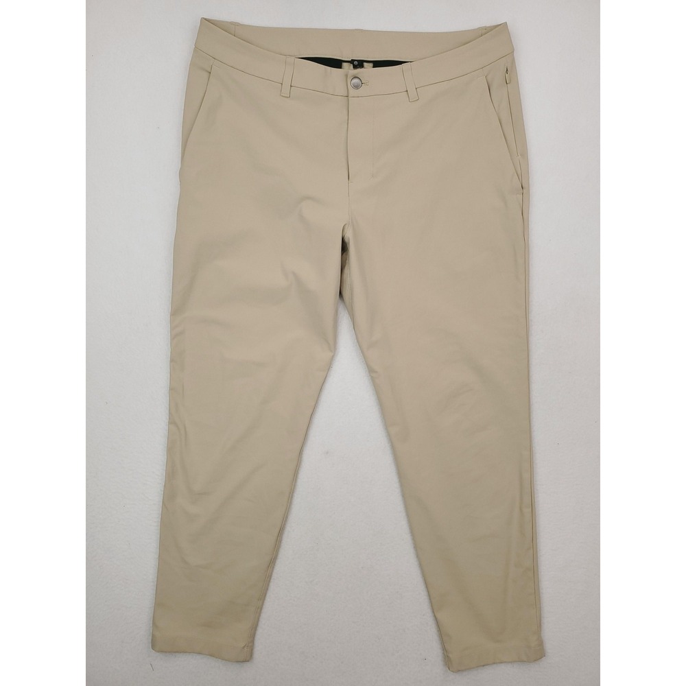 Lululemon ABC Slim Fit Pant Mens 35x28 Beige Slim Tapered Chino Tech Performance